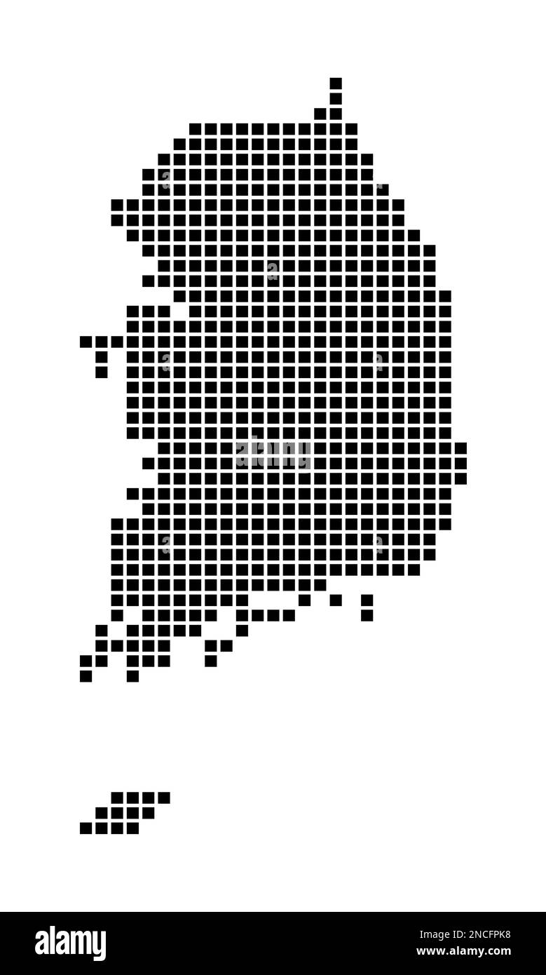 Südkorea-Karte. Karte von Südkorea im gepunkteten Stil. Ländergrenzen mit Rechtecken für Ihr Design. Vektordarstellung. Stock Vektor