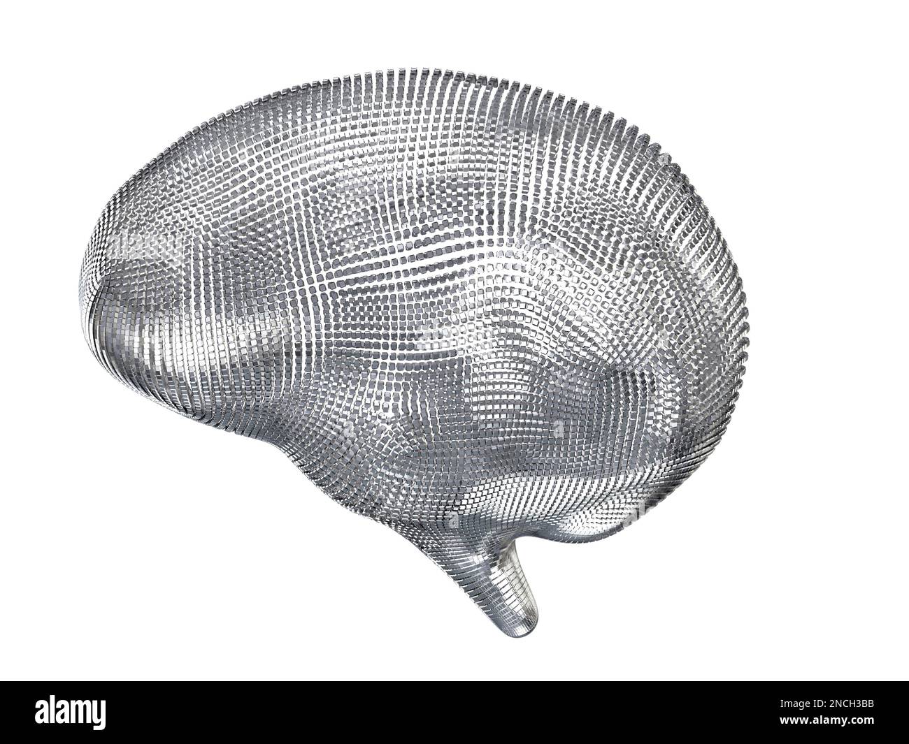 KI-Gehirn mit 3D-Rendering-Metall-Elektronik oder digitales Gehirn Stockfoto