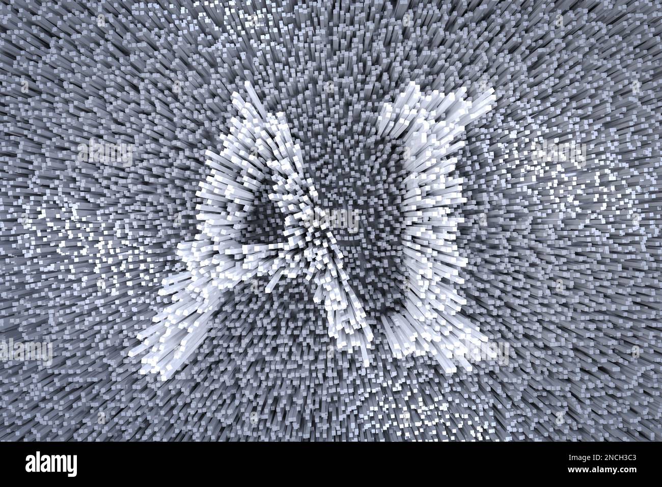 AI-Zeichen mit 3D-Rendering-ai-Text auf Faseroptik-Textur für digitales Gehirn Stockfoto