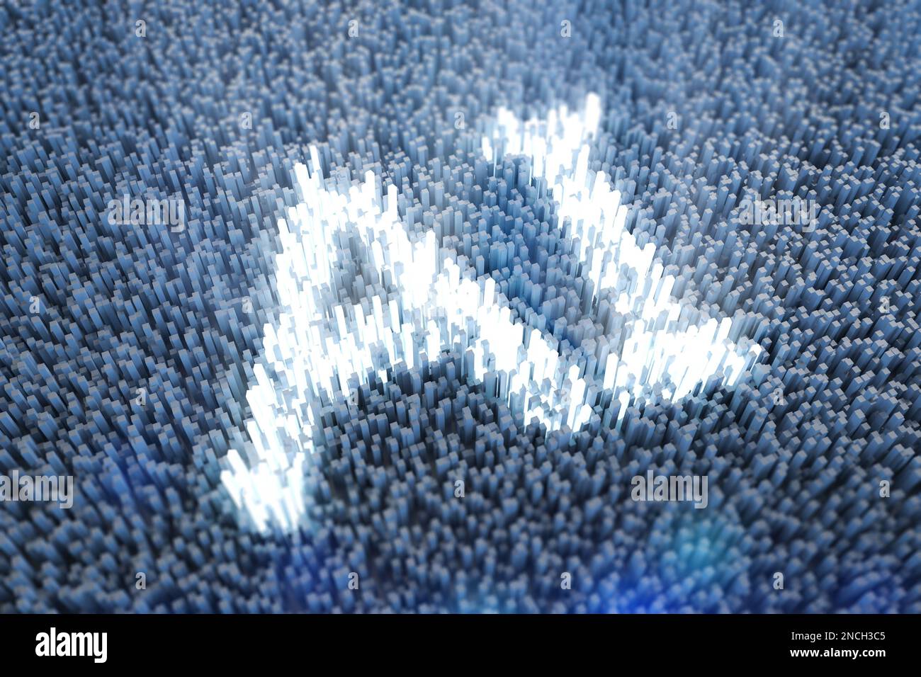 AI-Zeichen mit 3D-Rendering-ai-Text auf Faseroptik-Textur für digitales Gehirn Stockfoto