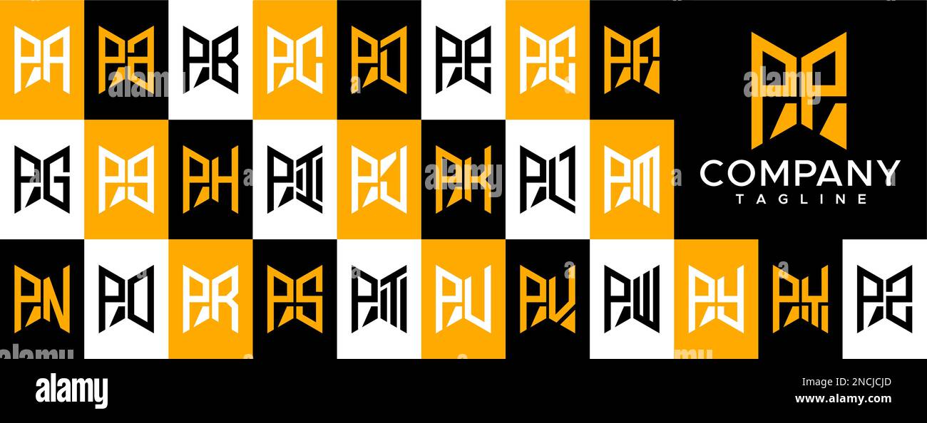 Modernes abstraktes Logo mit PP-P-Buchstaben. Einfache Vektorvorlage für P-Logo. Stock Vektor