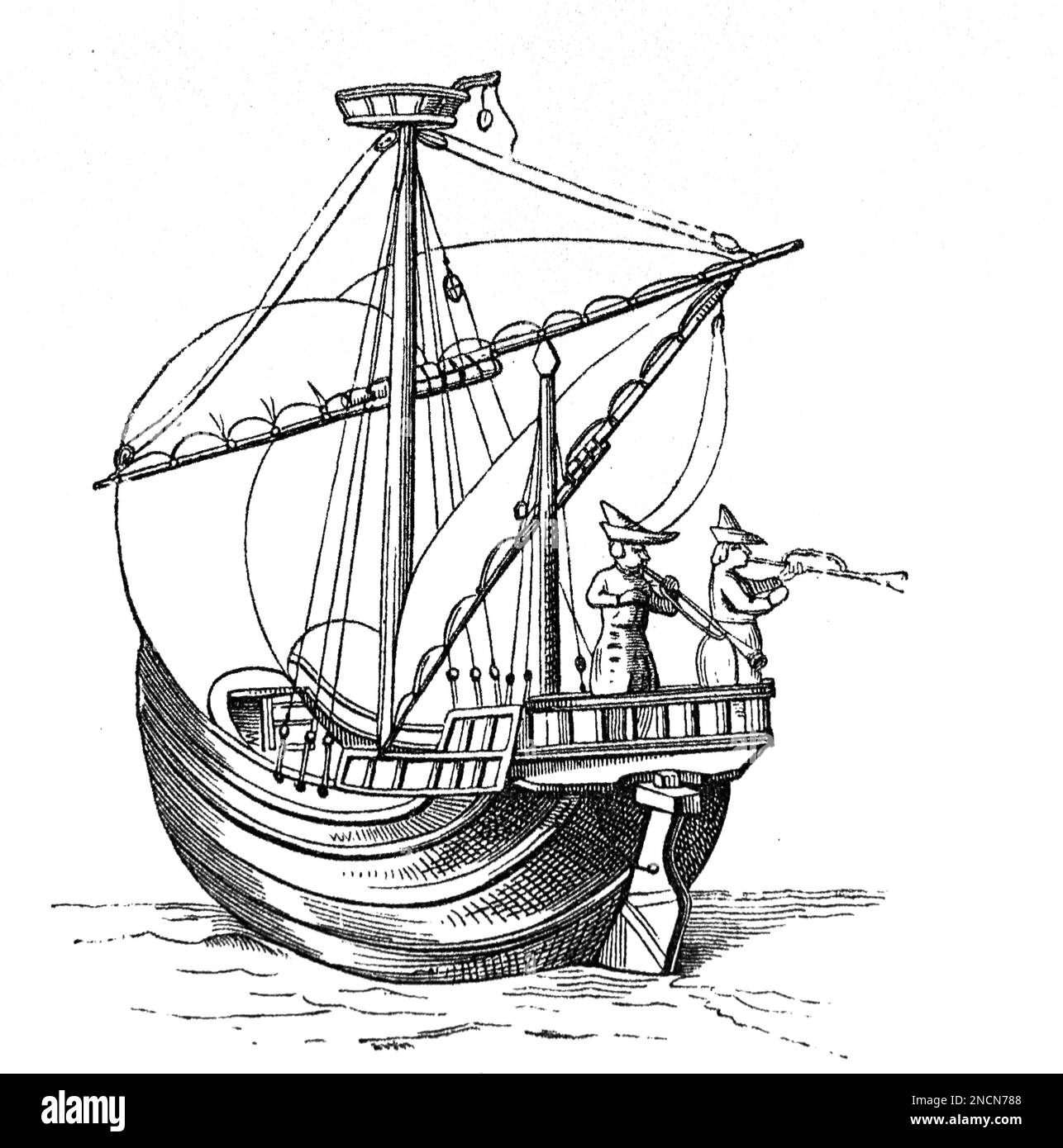 Coque, 15. Jahrhundert. Gravur. Stockfoto