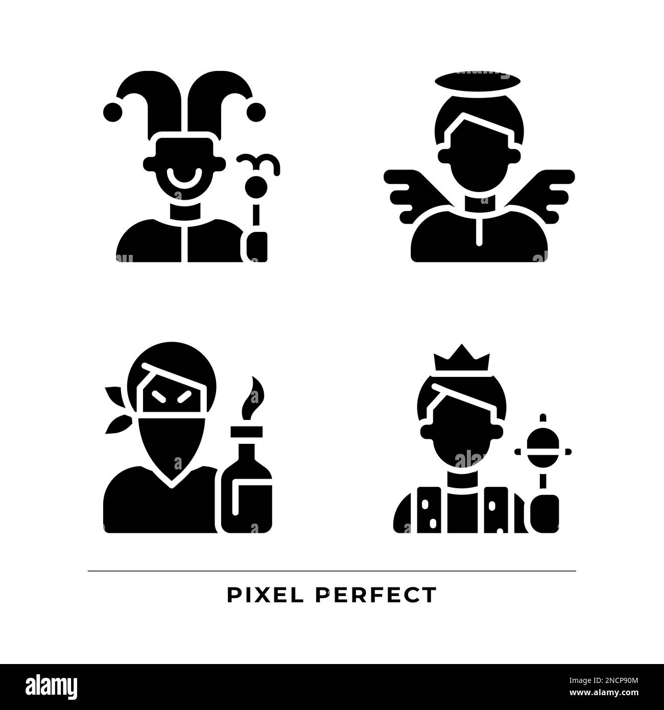 Literaturarchetypen schwarze Glyphensymbole auf weißen Flächen Stock Vektor