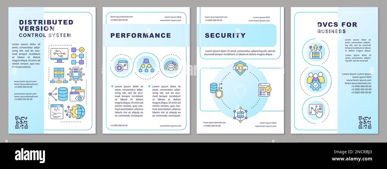 Vorlage für Broschüren zum verteilten Versionskontrollsystem mit blauem Gradienten Stock Vektor