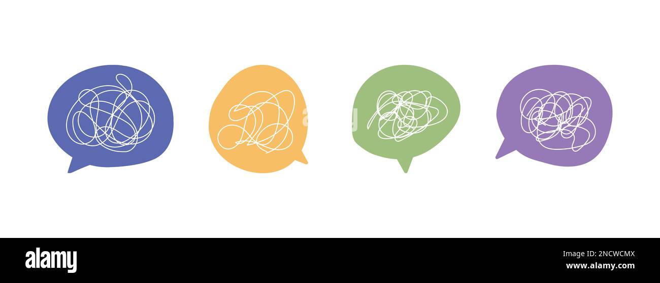 Depressive Symbole, schlechte Laune, psychische Störungen, Depressionssymbole Stock Vektor