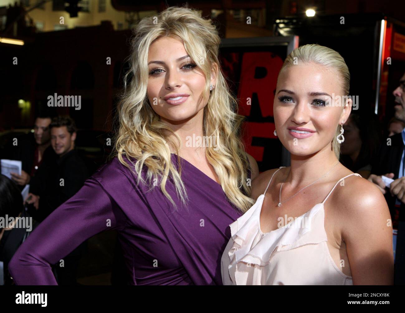 Alyson Renae "Aly" Michalka, left, and Amanda Joy "AJ" Michalka arrive