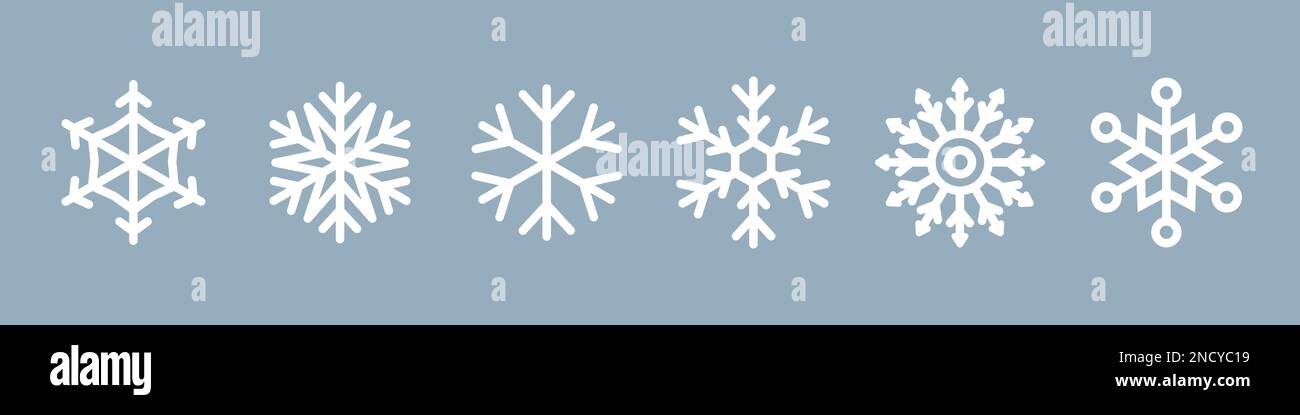 Snowflake Icons Kollektion. Set mit Weihnachtssymbolen für Schneeflocken Stock Vektor