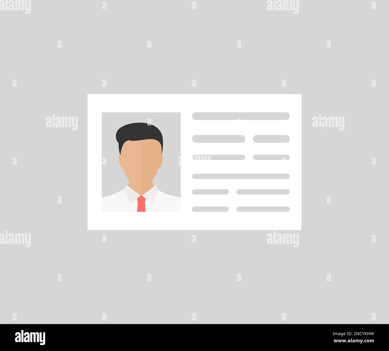Persönliches Informationskonzept, design des ID-Karten-Logos. Ausweis, Symbol für persönliche Informationsdaten, flaches Vektordesign und Illustration. Stock Vektor