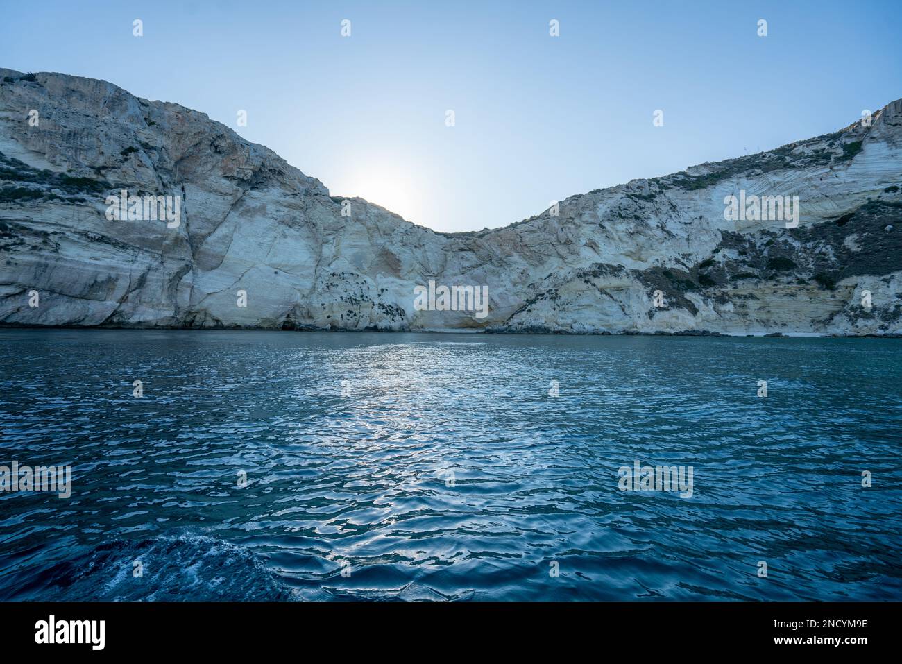 Sardinien, Cagliari, das Panorama des Teufelssattels auf einem Boot Stockfoto