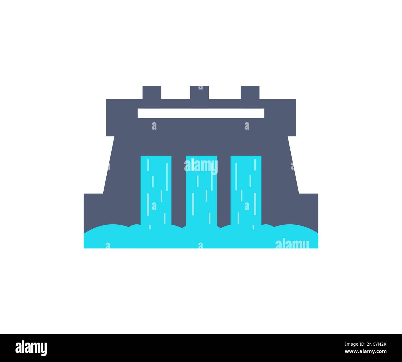 Wasserkraftwerk Logo-Design. Natürliche Ressourcen Wasser Energie. Vektordesign und Illustration alternativer umweltfreundlicher erneuerbarer Energien. Stock Vektor