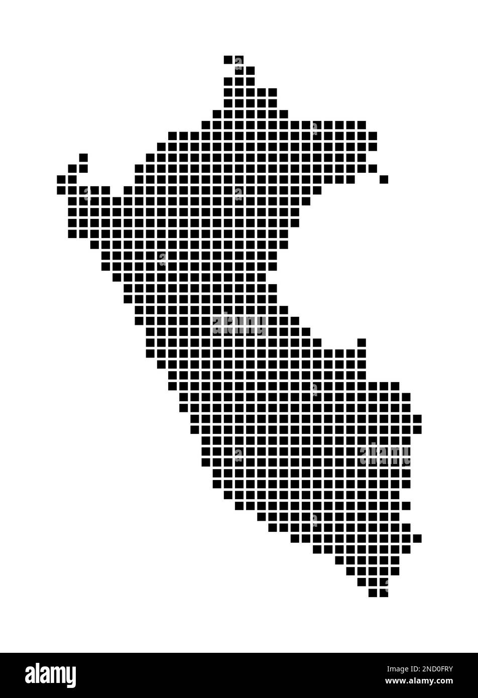 Peru-Karte. Karte von Peru im gepunkteten Stil. Ländergrenzen mit Rechtecken für Ihr Design. Vektordarstellung. Stock Vektor