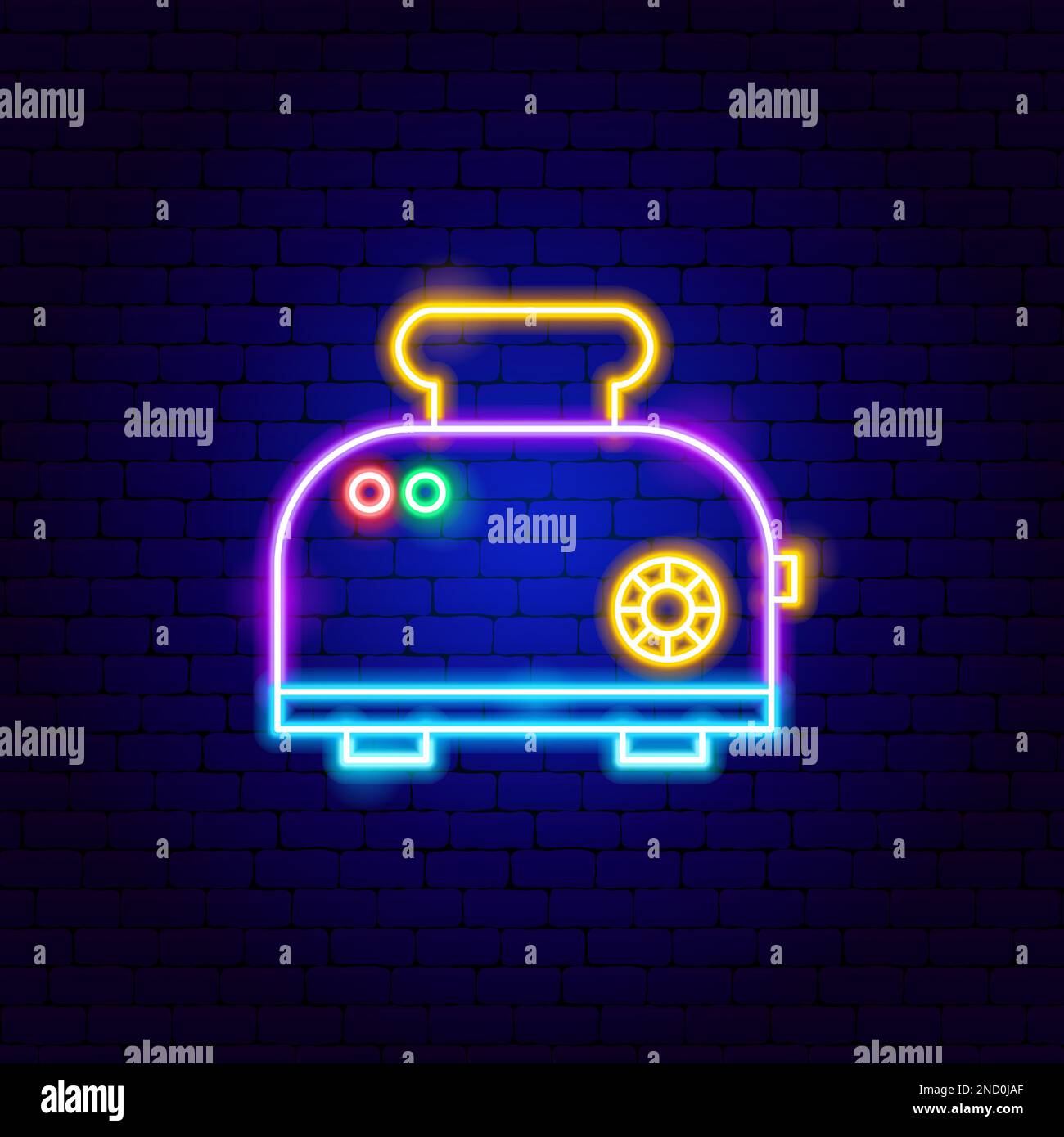 Bread Toaster Neon Schild Stock Vektor