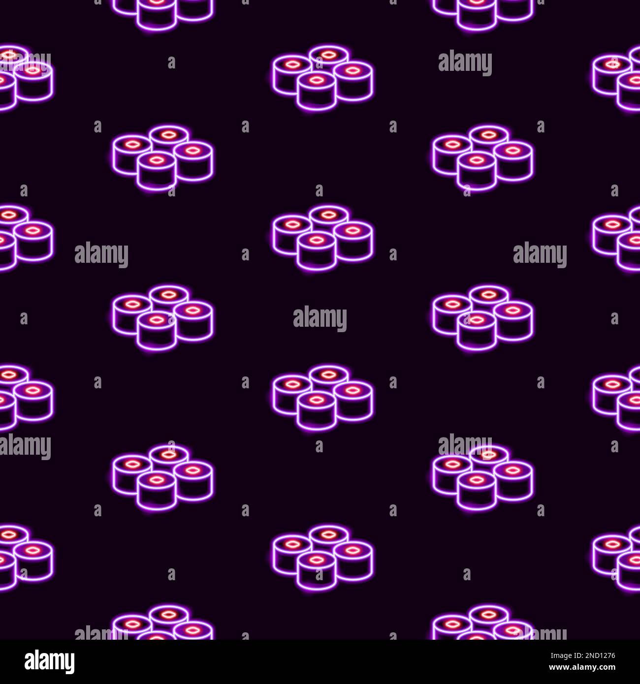 Sushi Neon Nahtloses Muster Stock Vektor