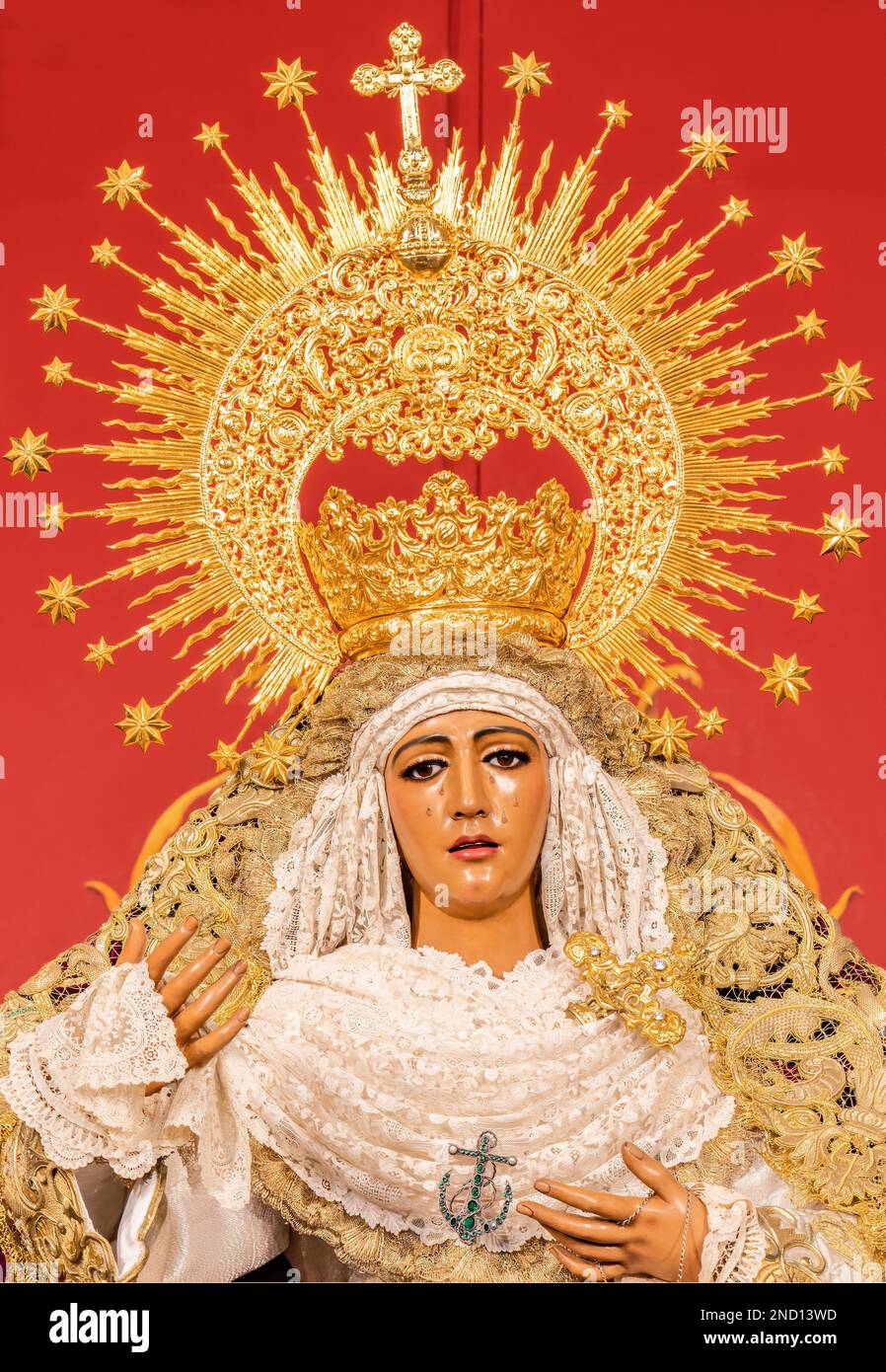 Bild der Virgen de la Esperanza de Triana in der Capilla de los Marineros (Kapelle der Seeleute) im Viertel Triana, Sevilla, Andalus Stockfoto