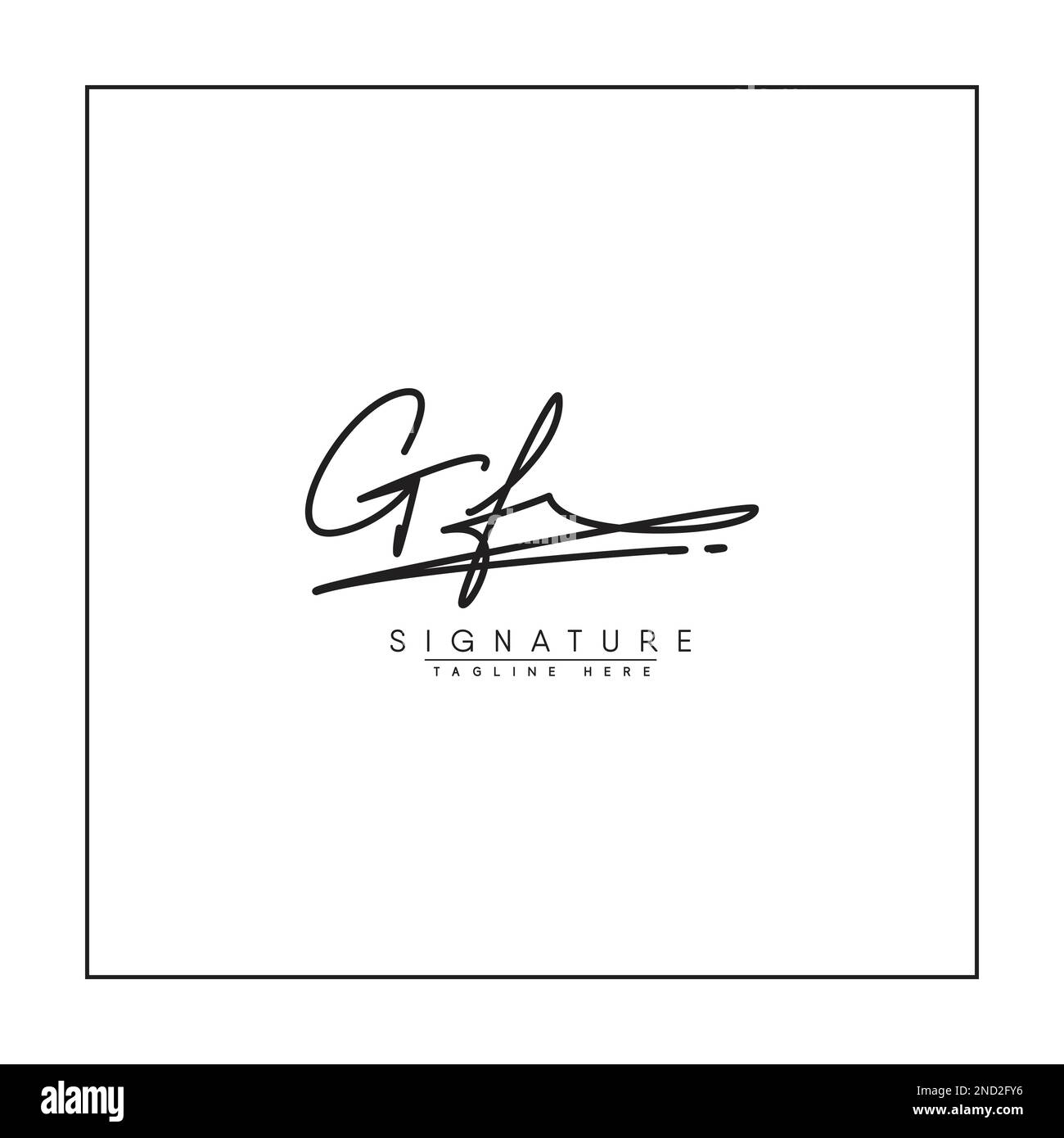 GF-Logo im Signature-Stil für Fotografie und Modegeschäft – handgezogenes Signature-Logo-Vektor Stock Vektor