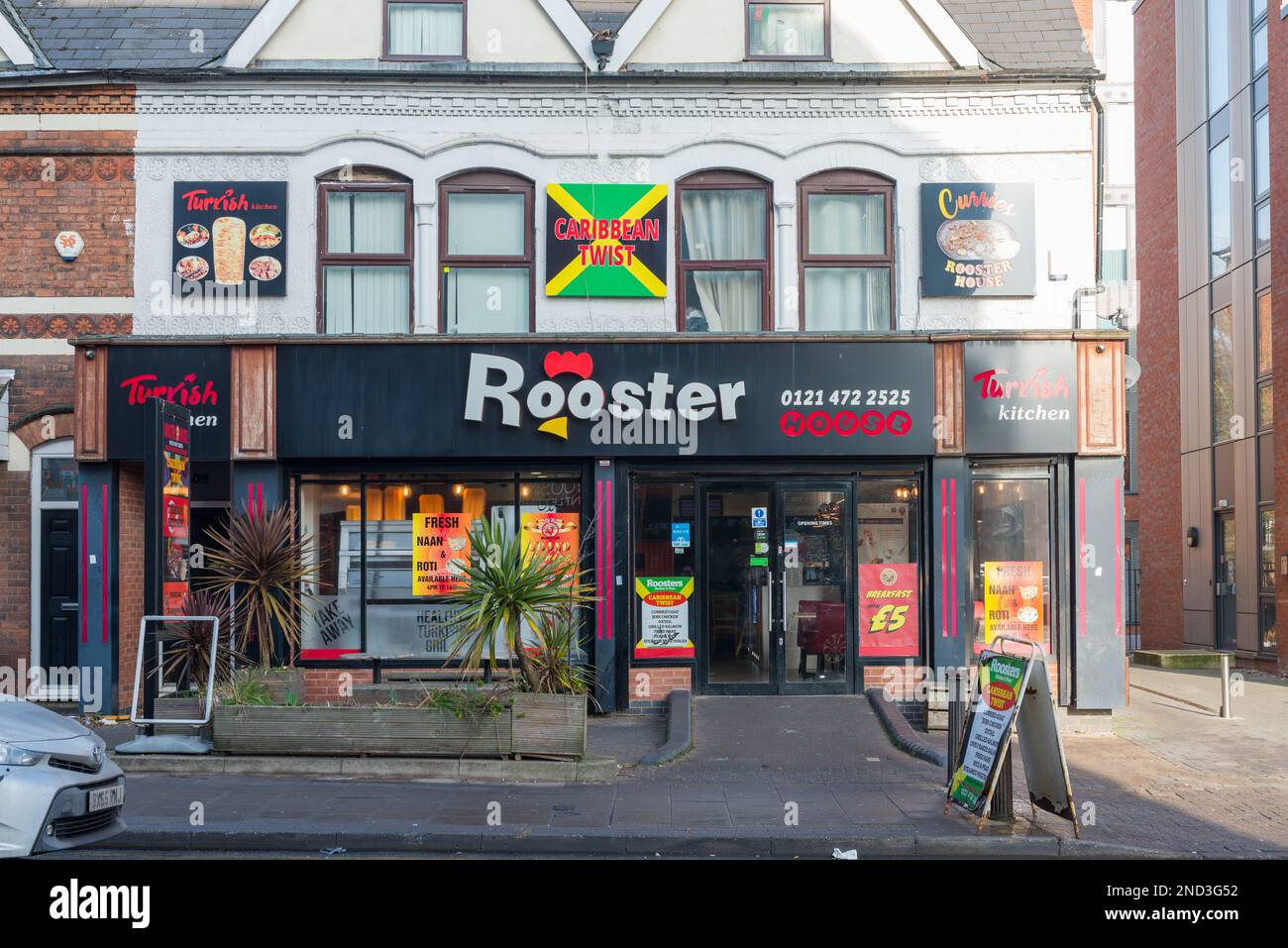 The Rooster Turkish Kitchen Fast Food Outlet an der Bristol Road, Selly Oak, Birmingham, Großbritannien Stockfoto