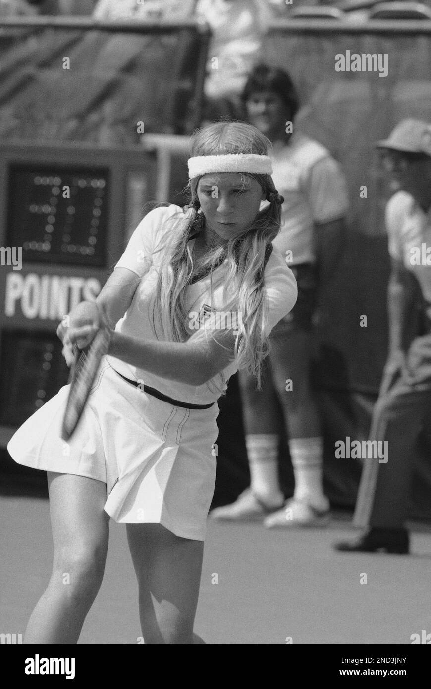 Andrea Jaeger has her eye fixed on the oncoming ball during women’s ...