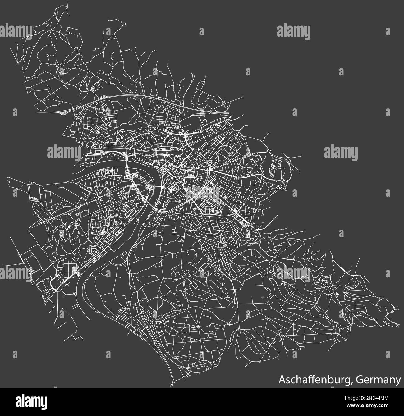Straßenkarte VON ASCHAFFENBURG Stock Vektor