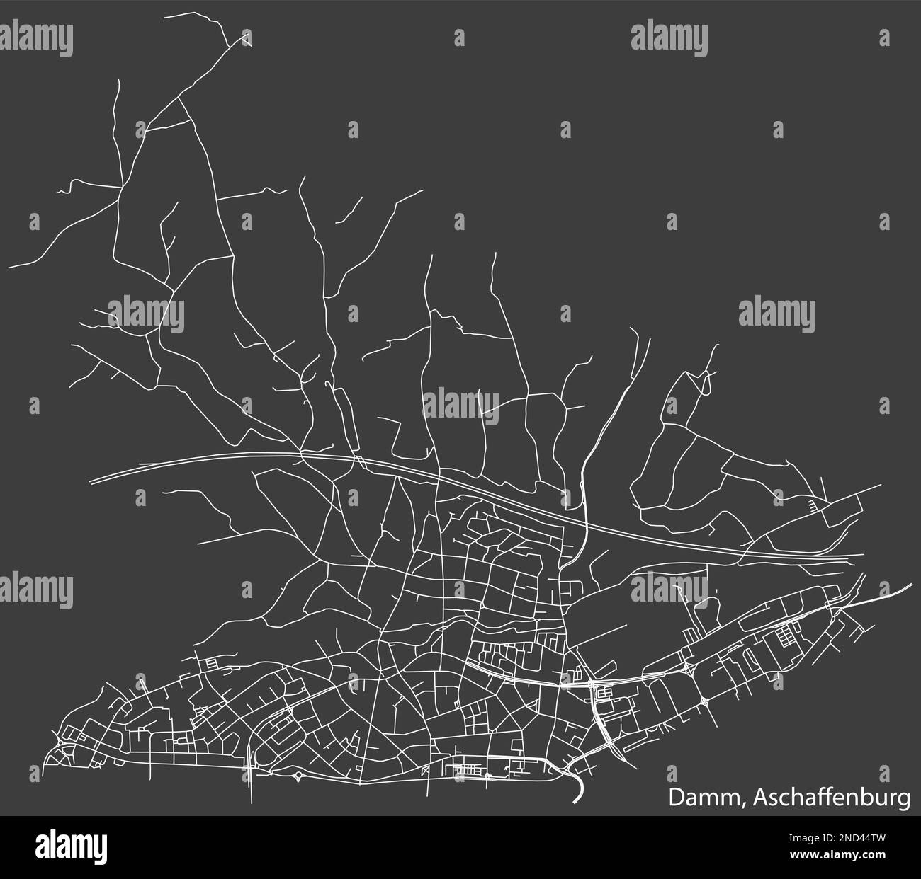 Straßenkarte des DAMM BOROUGH, ASCHAFFENBURG Stock Vektor