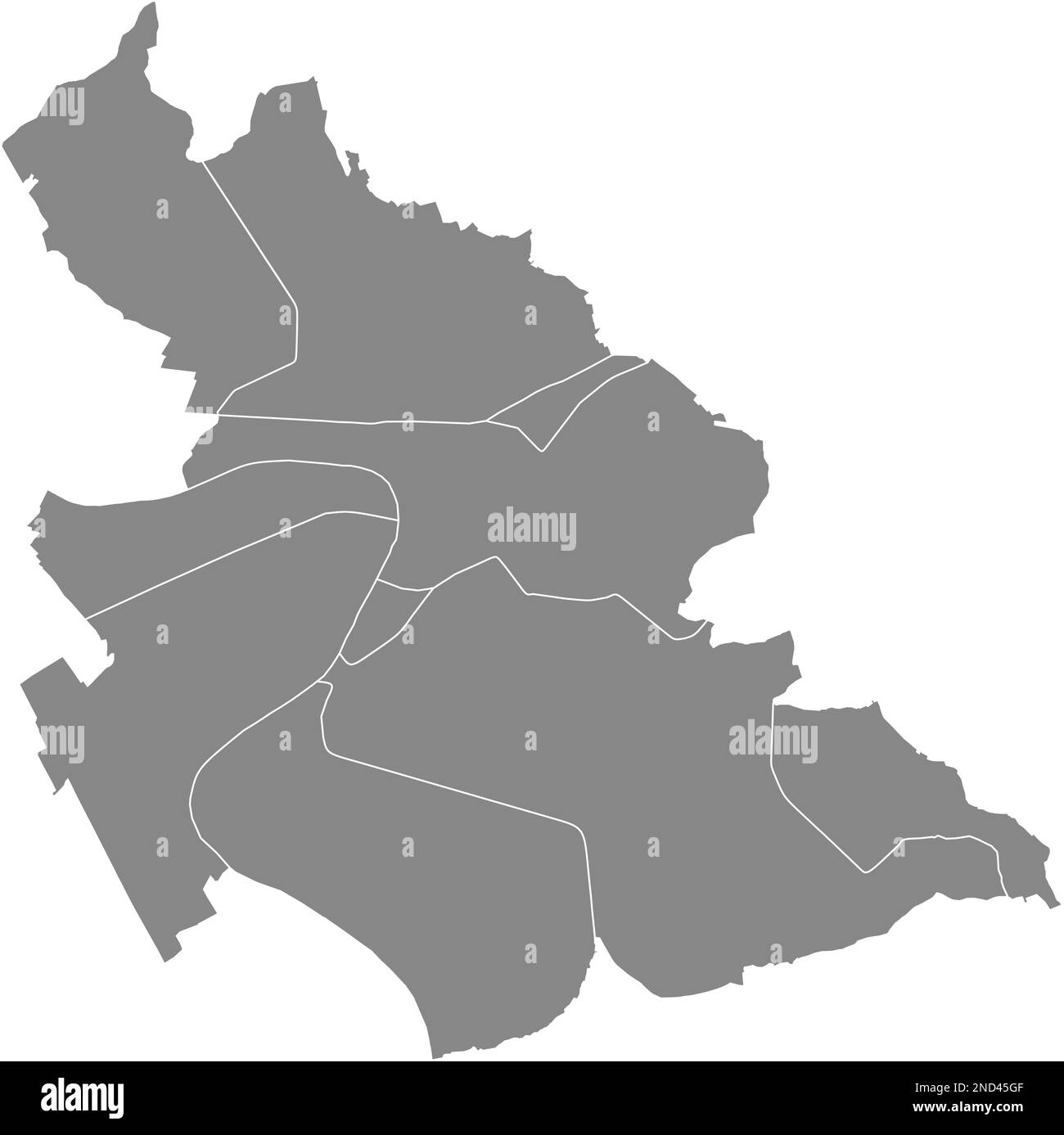 Karte der grauen Stadtteile von ASCHAFFENBURG, DEUTSCHLAND Stock Vektor