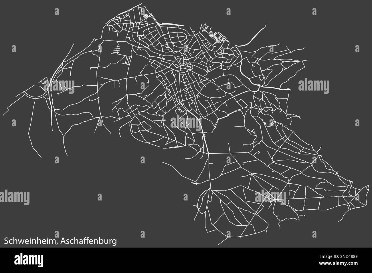 Straßenkarte des SCHWEINHEIM BOROUGH, ASCHAFFENBURG Stock Vektor