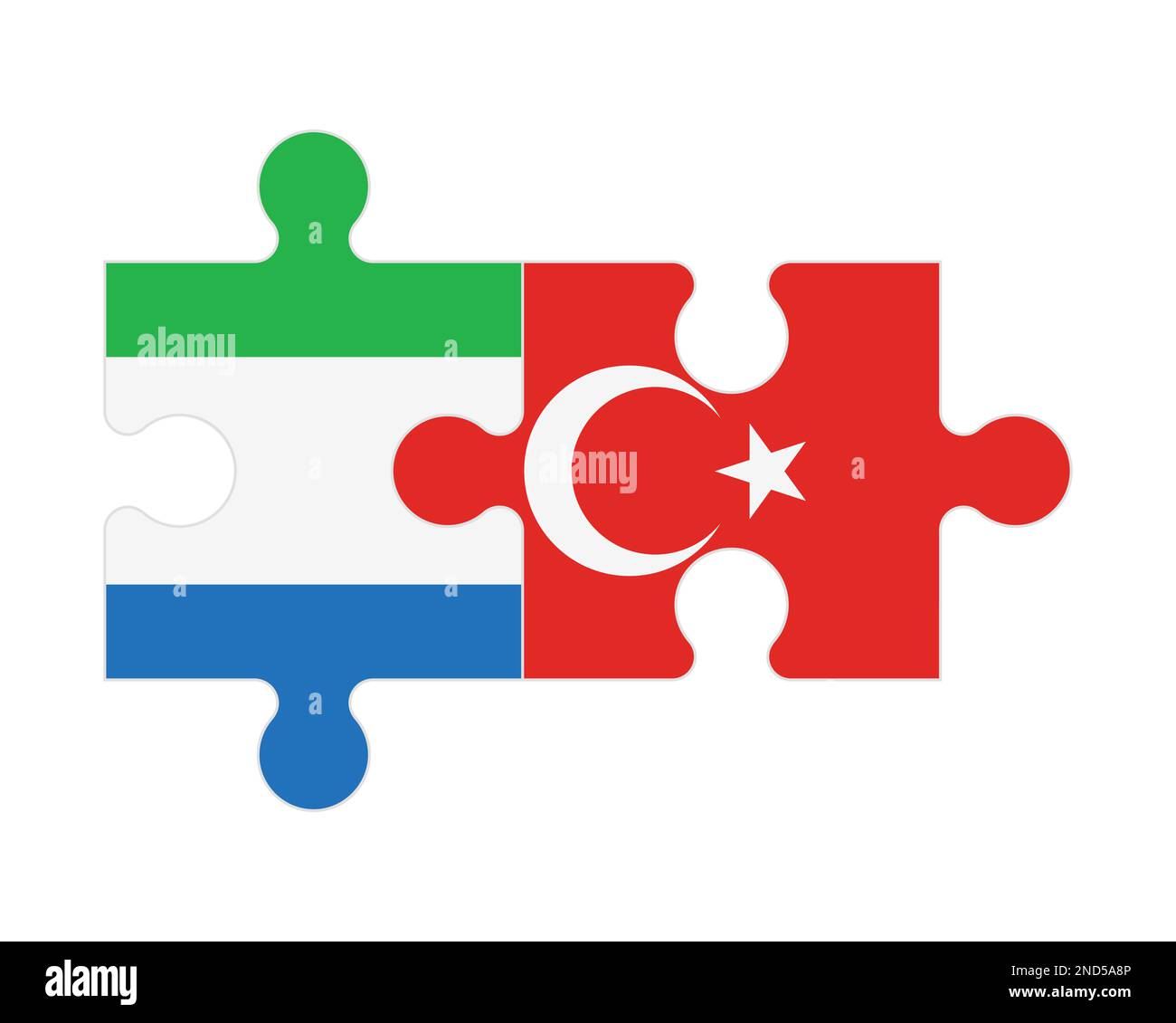 Zusammenhängendes Puzzle aus Flaggen von Sierra Leone und der Türkei, Vektor Stock Vektor