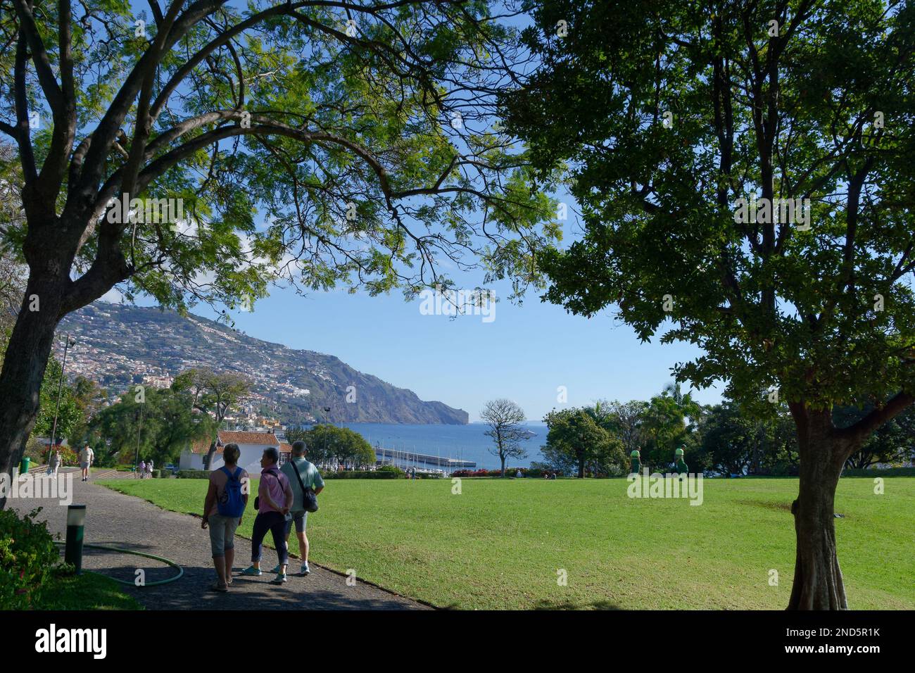 Bootstour - wunderschöne Aussicht vom Rasen am Hafen von Funchal. Wundervoll, wenn man auf einer Kreuzfahrt ist. Stockfoto