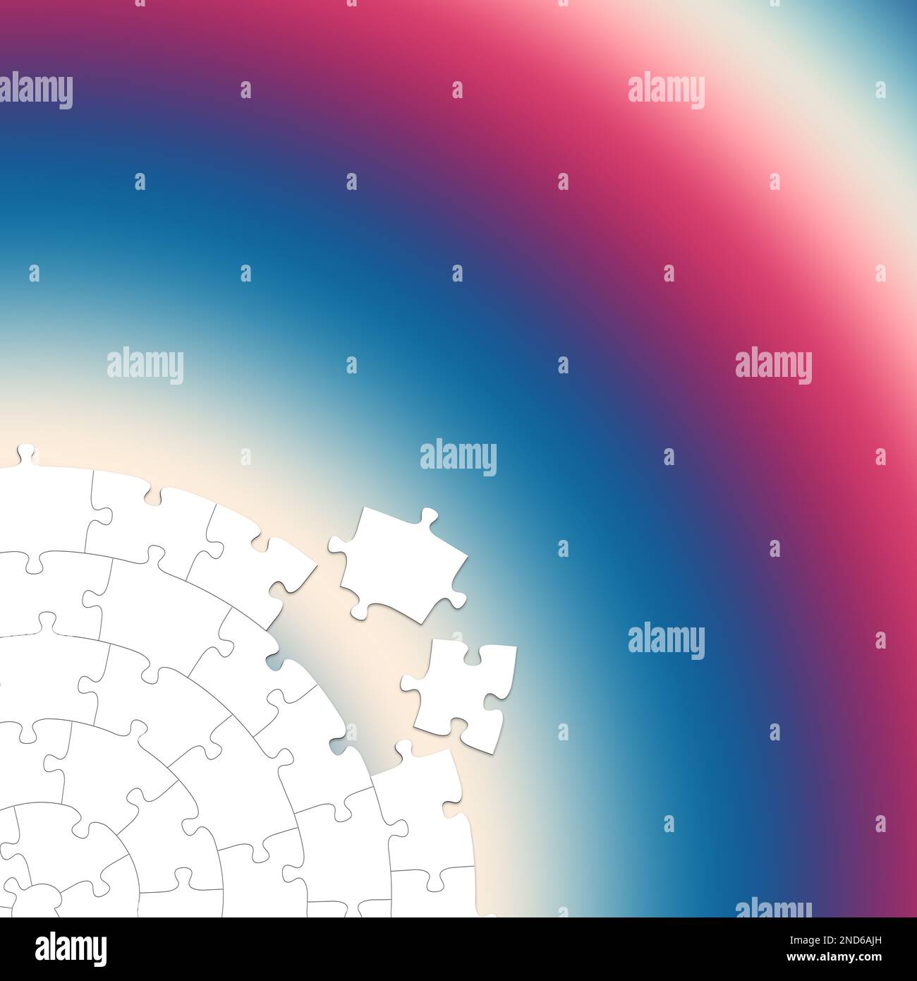 Rundes Puzzle mit zwei fehlenden Teilen Stockfoto