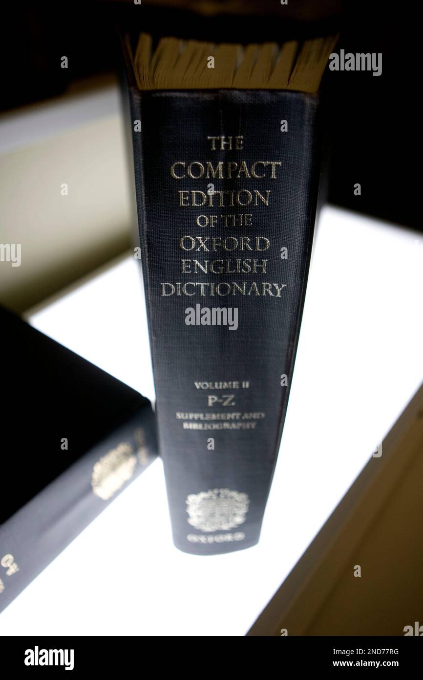 An Oxford English Dictionary is shown at the headquarters of the