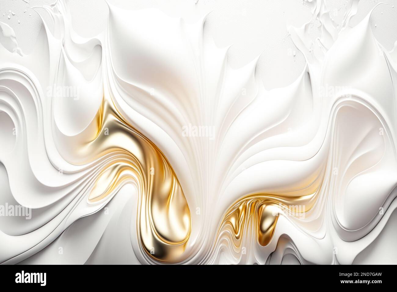 Luxuriöses weißes Gold abstrakte Kunst, Harz Alkohol Tinte abstrakter Hintergrund, handbemalte flüssige Tinte Gold Spritzer Effekt Stockfoto