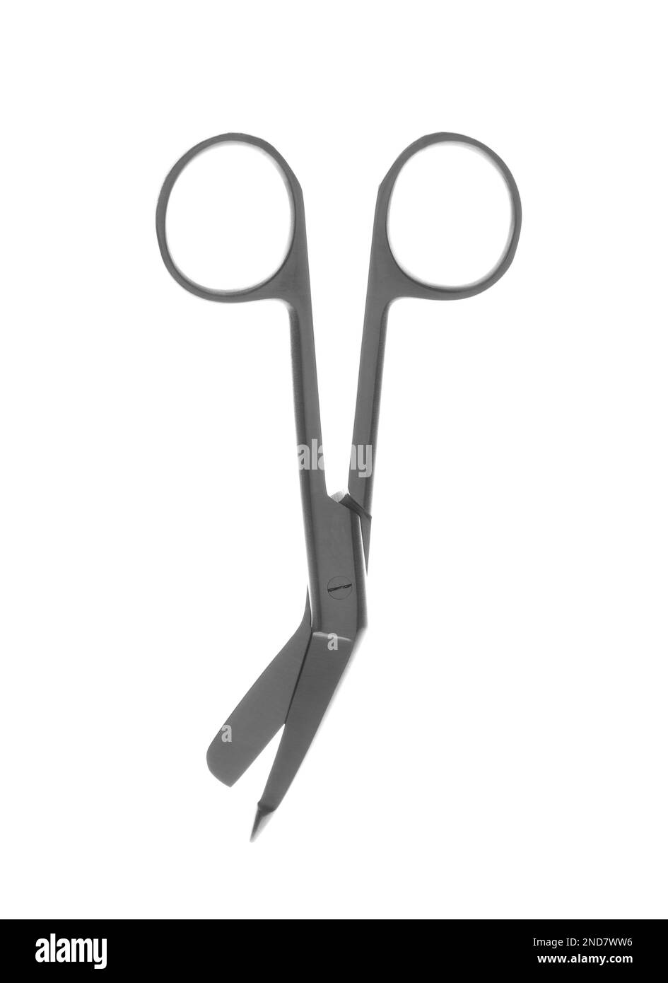 Chirurgische Schere auf weißem Hintergrund. Medizinisches Instrument Stockfoto