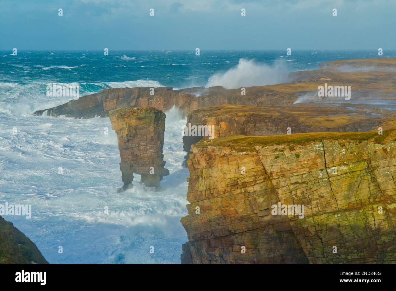 Klippenlandschaft in Yesnaby, Orkney Islands Stockfoto