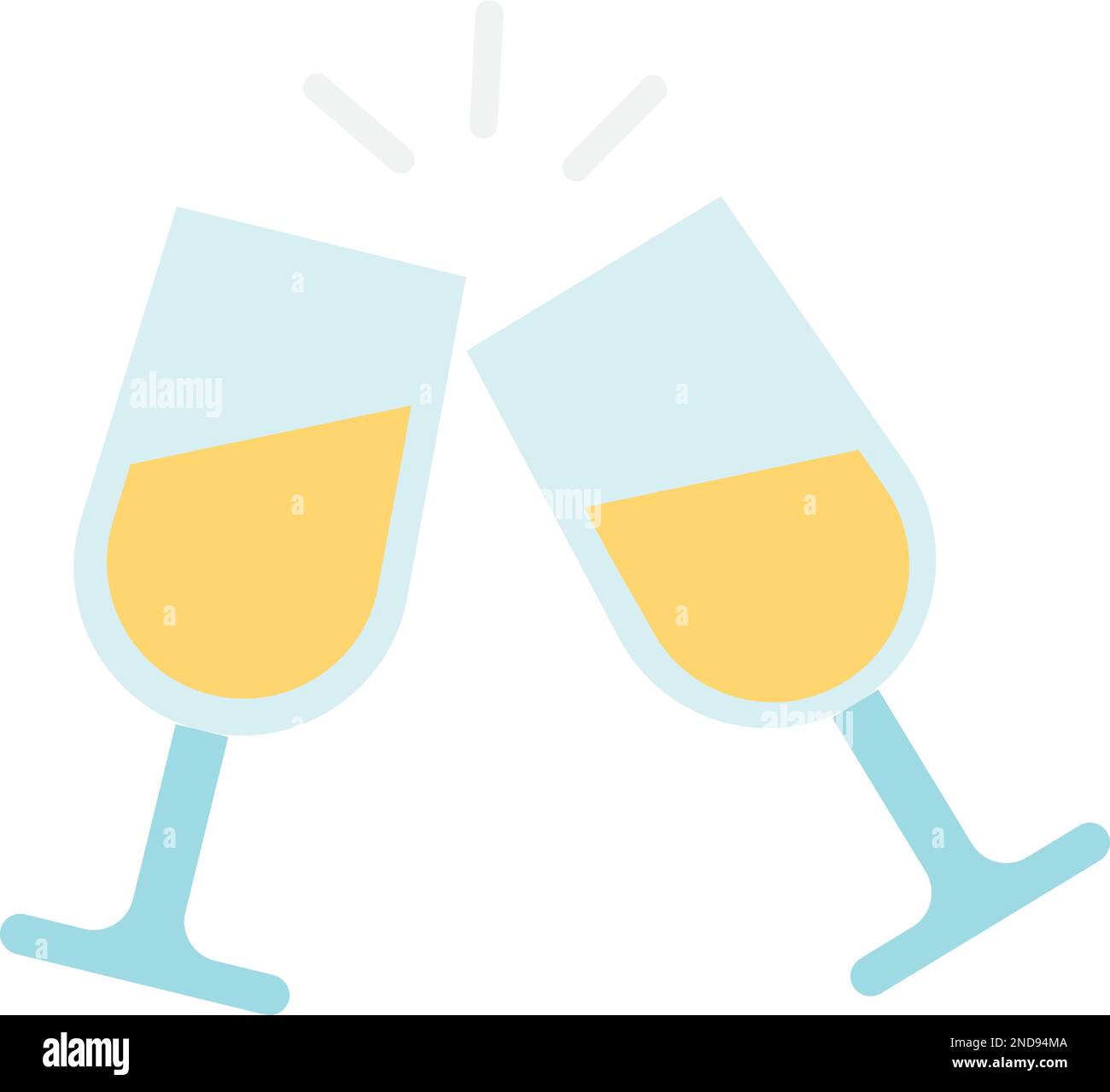 Farbsymbol „Cheers“. Zwei Gläser. Party feiern Stock Vektor