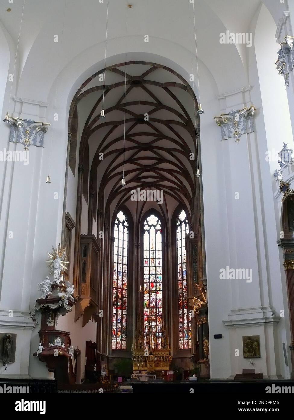 Innenraum, Kathedrale von St. Peter und Paul, Katedrála svatého Petra a Pavla, Brünn, Südmähren, Tschechische Republik, Europa Stockfoto