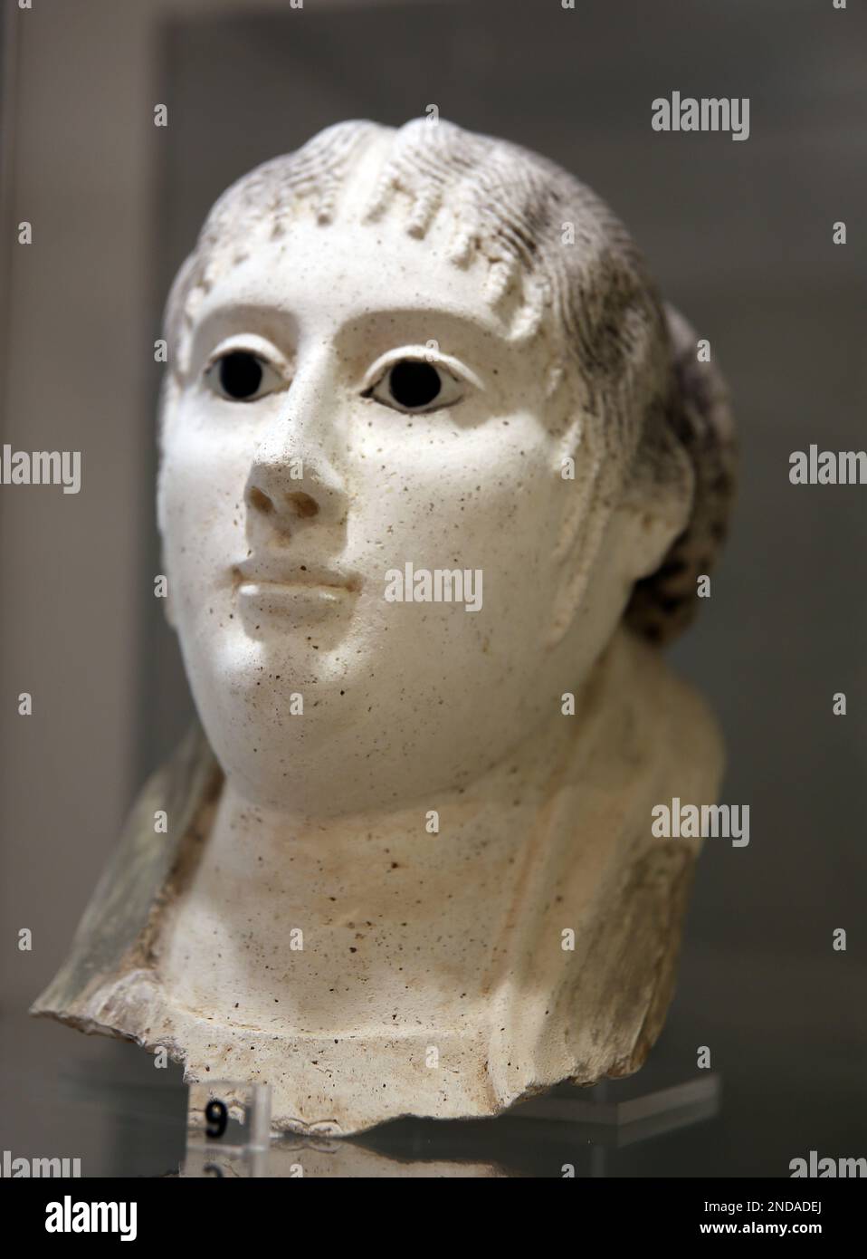 Mumienmaske. Römische Zeit (2. Jahrhundert n. Chr.). Malerputz. Aus Mittägypten. Barracco Museum of Antique Sculpture. Rom. Italien. Stockfoto