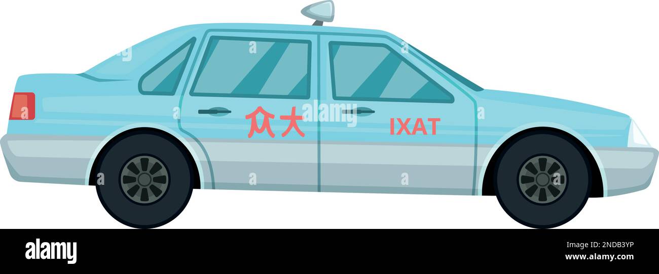 Ein Taxi mit asiatischen Worten. Personenbeförderung Stock Vektor