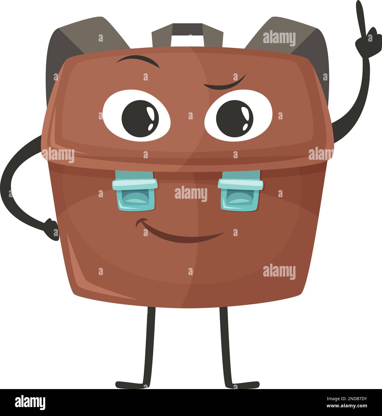 Ein kluges Schulmaskottchen. Cartoon-Leder-Rucksackfigur Stock Vektor