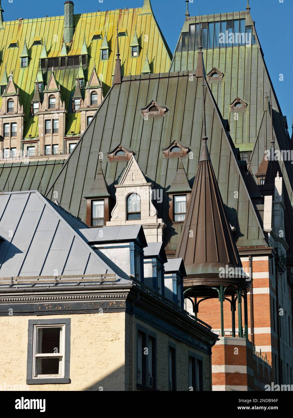 Kanada, Quebec, Quebec City, Chateau Frontenac Kupferdach Details Stockfoto Kanada, Quebec, Quebec City, Chateau Frontenac Kupferdach Details Stockfoto