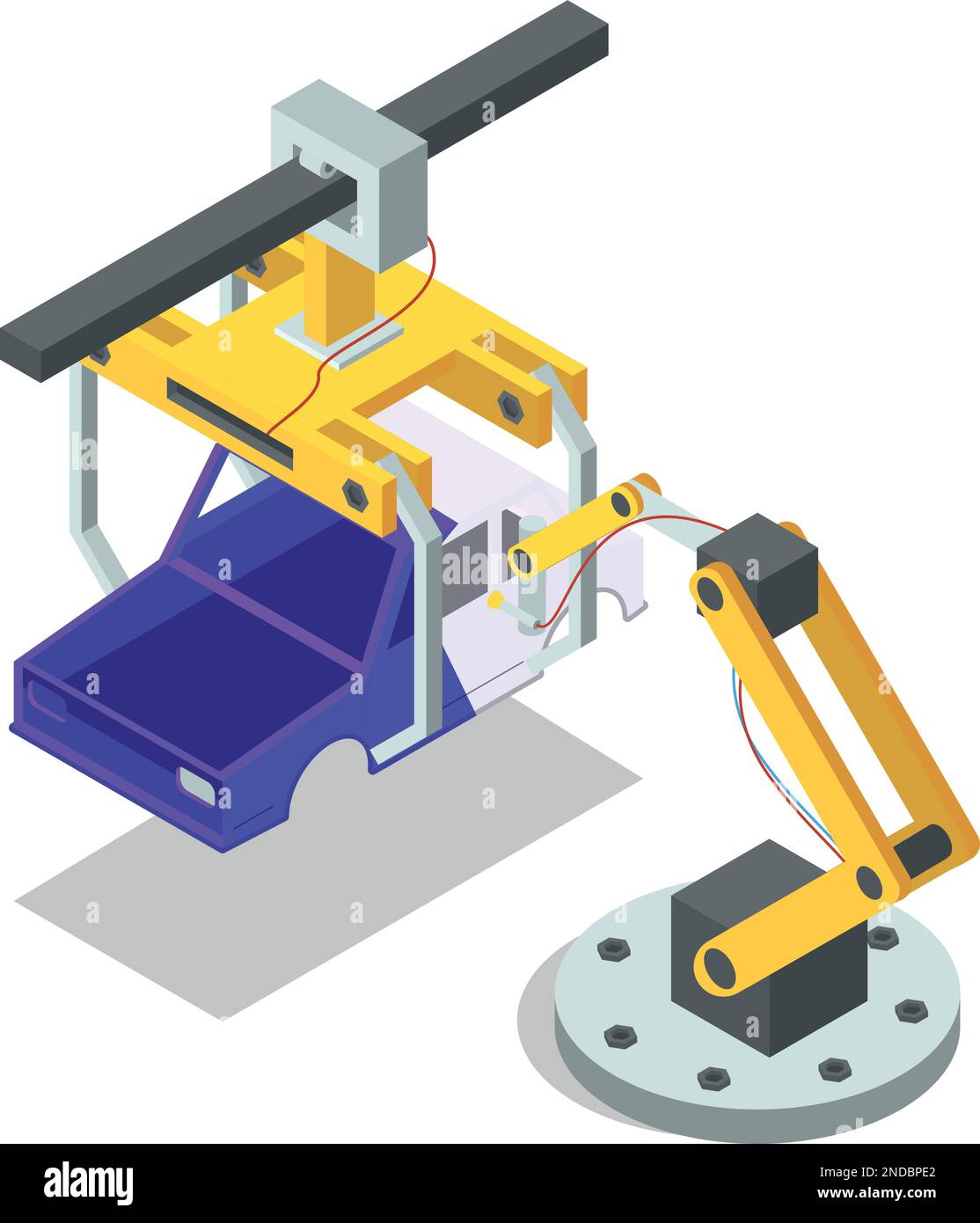 Industriefahrzeugproduktion. Automatische Technologie Autofabrik Stock Vektor