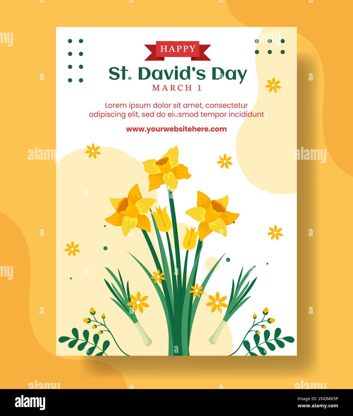 Happy St David's Day vertikales Poster flache, handgezeichnete Vorlagen Hintergrunddarstellung Stock Vektor