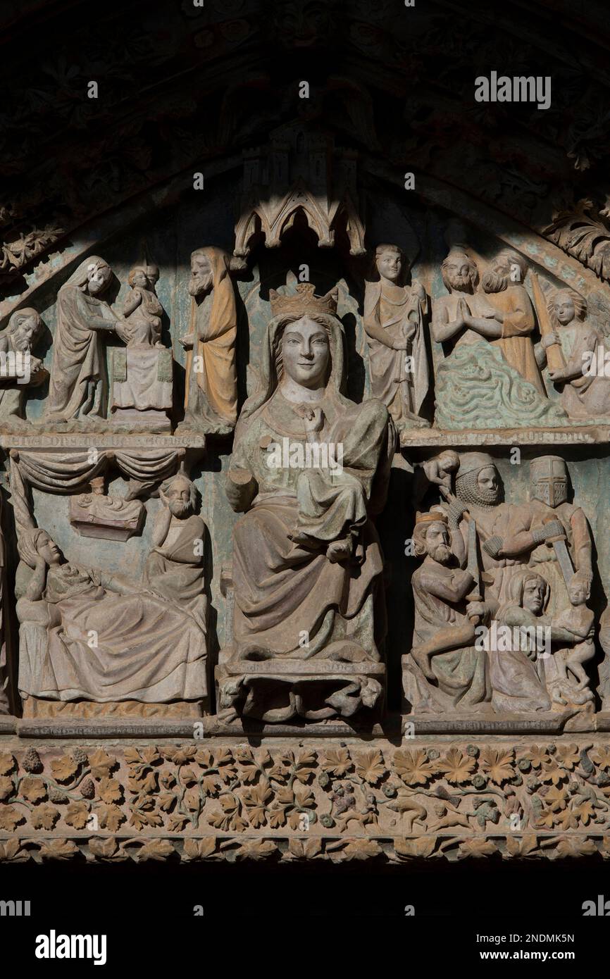 Tympanum, Kirche Santa María la Real, Olite, Provinz Navarre, Spanien, Europa Stockfoto