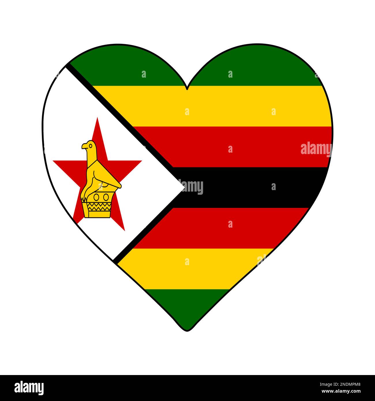 Simbabwe: Herzform-Flagge. Ich Liebe Simbabwe. Besuchen Sie Simbabwe. Ostafrika. Afrika. Afrikanische Union. Grafische Konstruktion Von Vektordarstellungen. Stock Vektor
