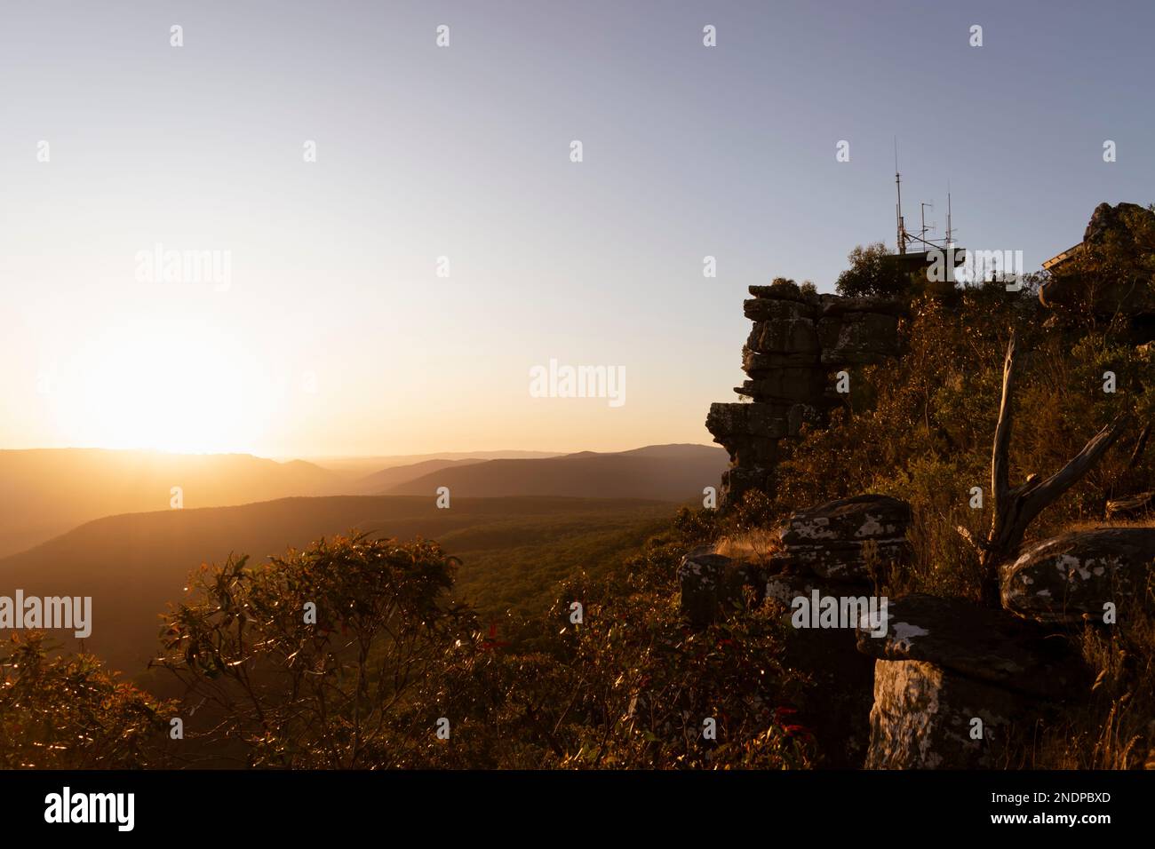 Der Schilf-Aussichtspunkt hat den besten Ort für den Sonnenuntergang. Stockfoto
