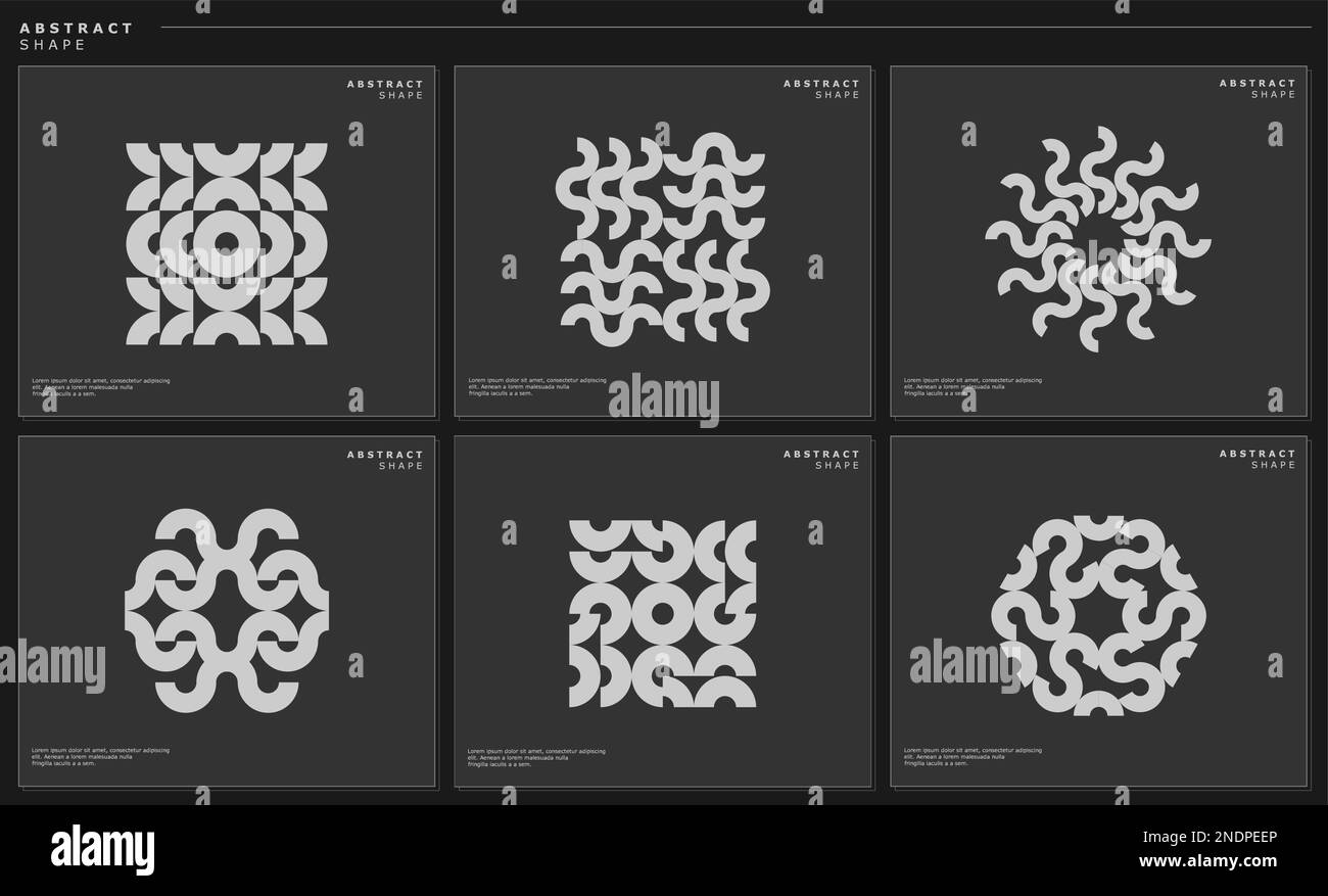 Abstrakter Grafiksatz mit geometrischem kreisförmigem Logo. Abgerundeter abstrakter Vektor. Stock Vektor