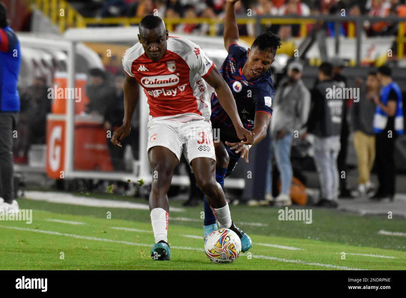 Santa Fes Dairon Mosquera während des Spiels der BetPlay Dimayor League zwischen Independiente Santa Fe und Deportivo Pasto im El Campin Stadium in Bogota, Kolumbien am 14. Februar 2023. Foto von: Cristian Bayona/Long Visual Press Stockfoto