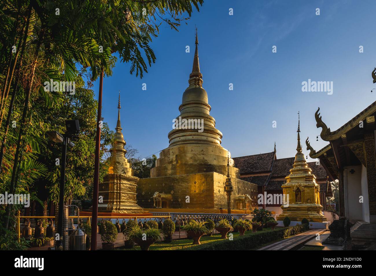 Stupa im Wat Phra Singh in Chiang Mai, Thailand Stockfoto