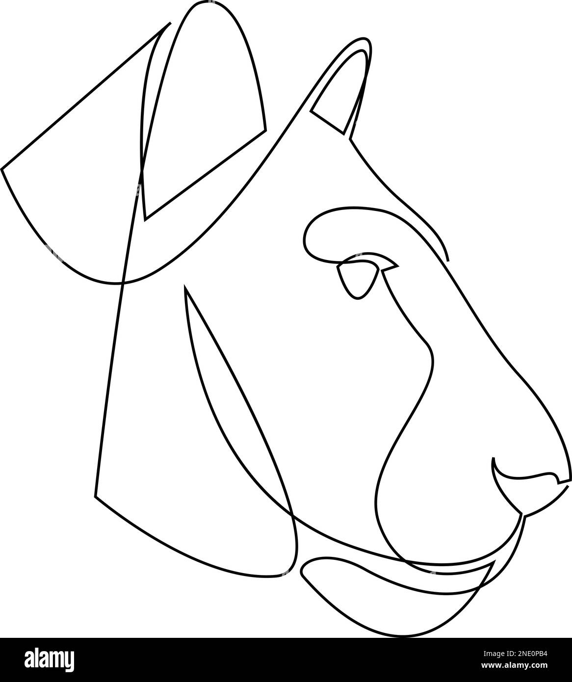 Jaguar Kopf durchgehende Zeichnung mit einer Linie. Darstellung eines einzeiligen Vektors. Stock Vektor
