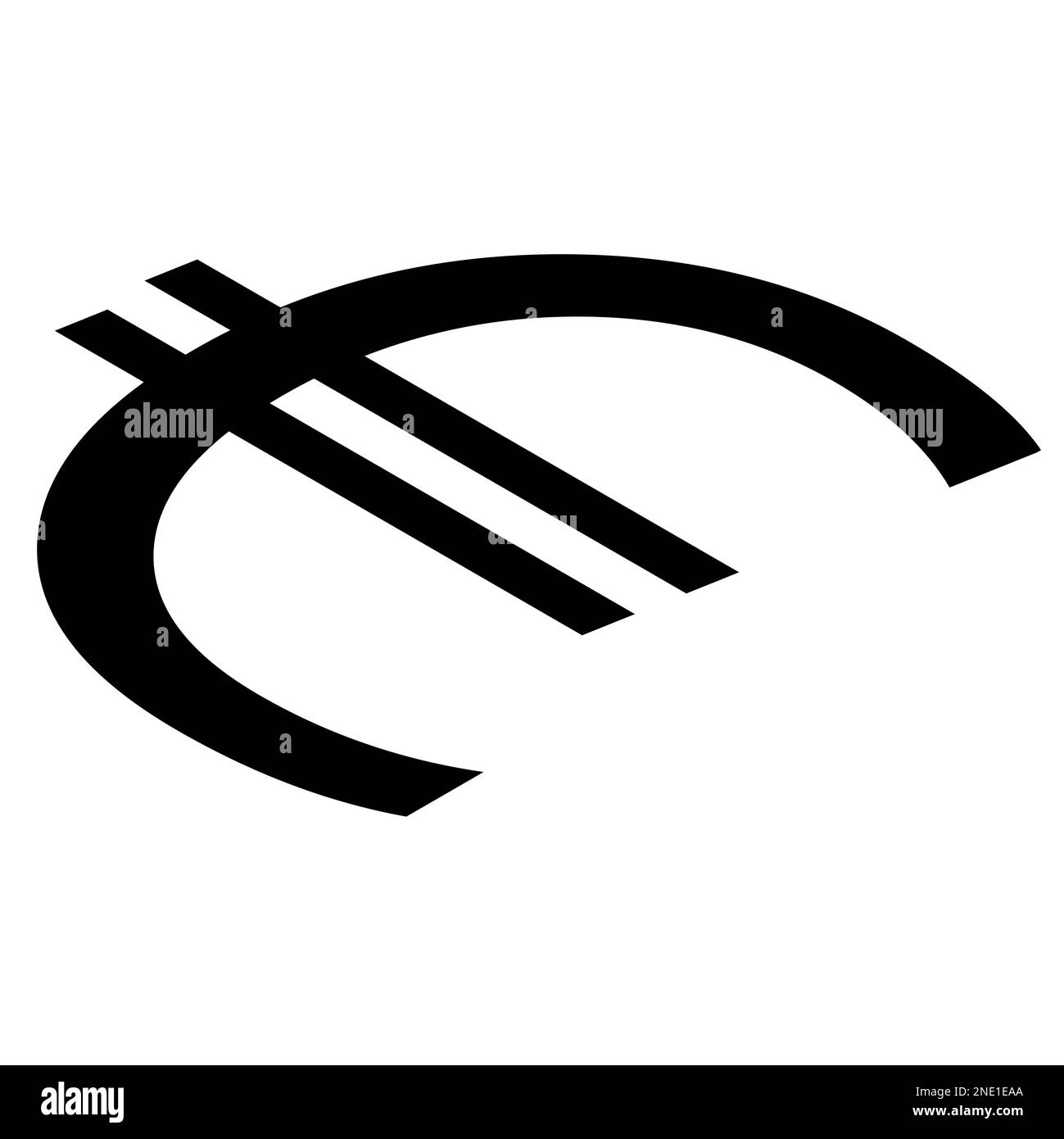 Euro-EUR-Währungszeichen Silhouette der Europäischen Union in isometrischer Draufsicht isoliert auf weißem Hintergrund. Währung der Europäischen Zentralbank. Vektor Stockfoto