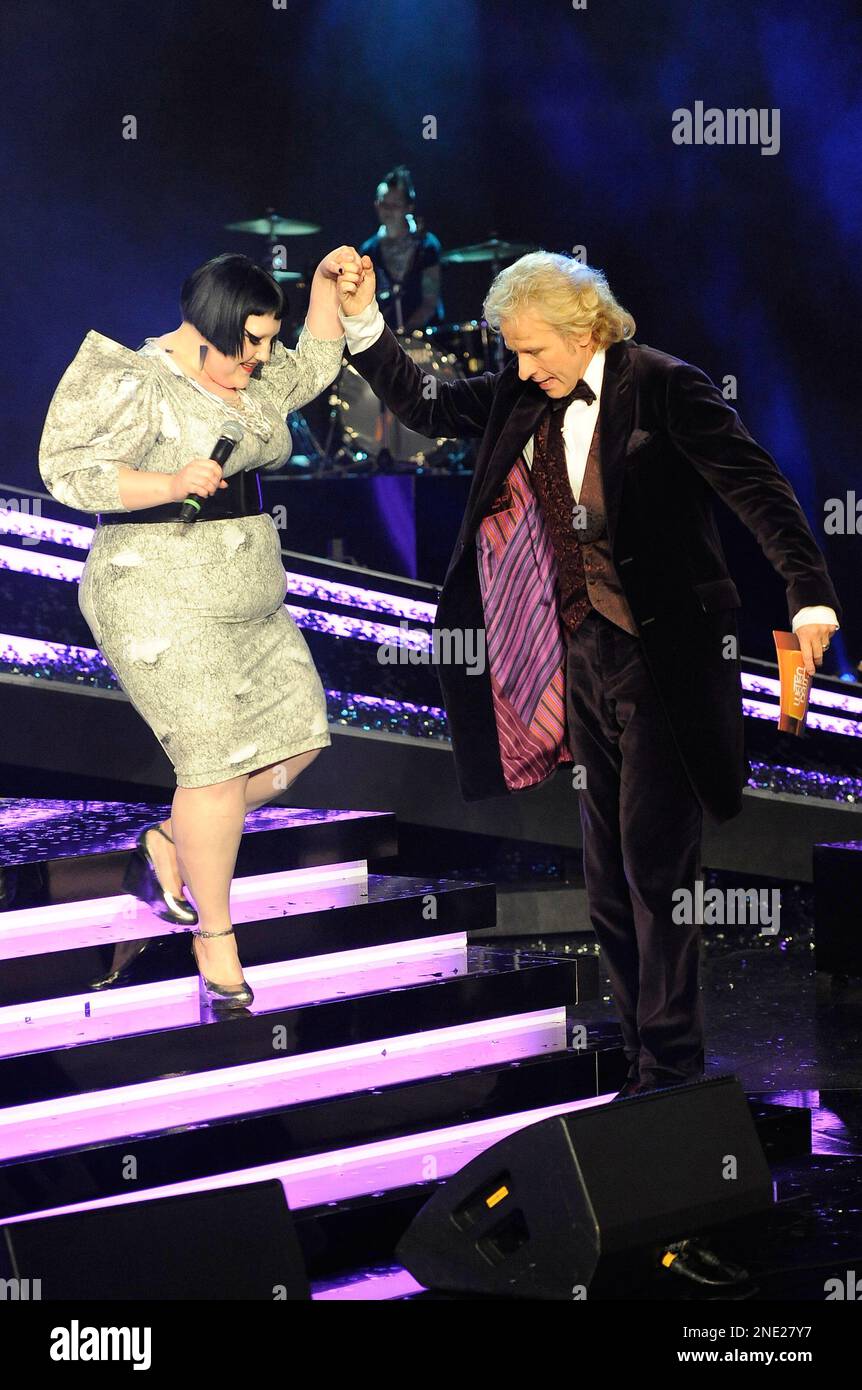 Singer Beth Ditto, left, and German TV presenter Thomas Gottschalk