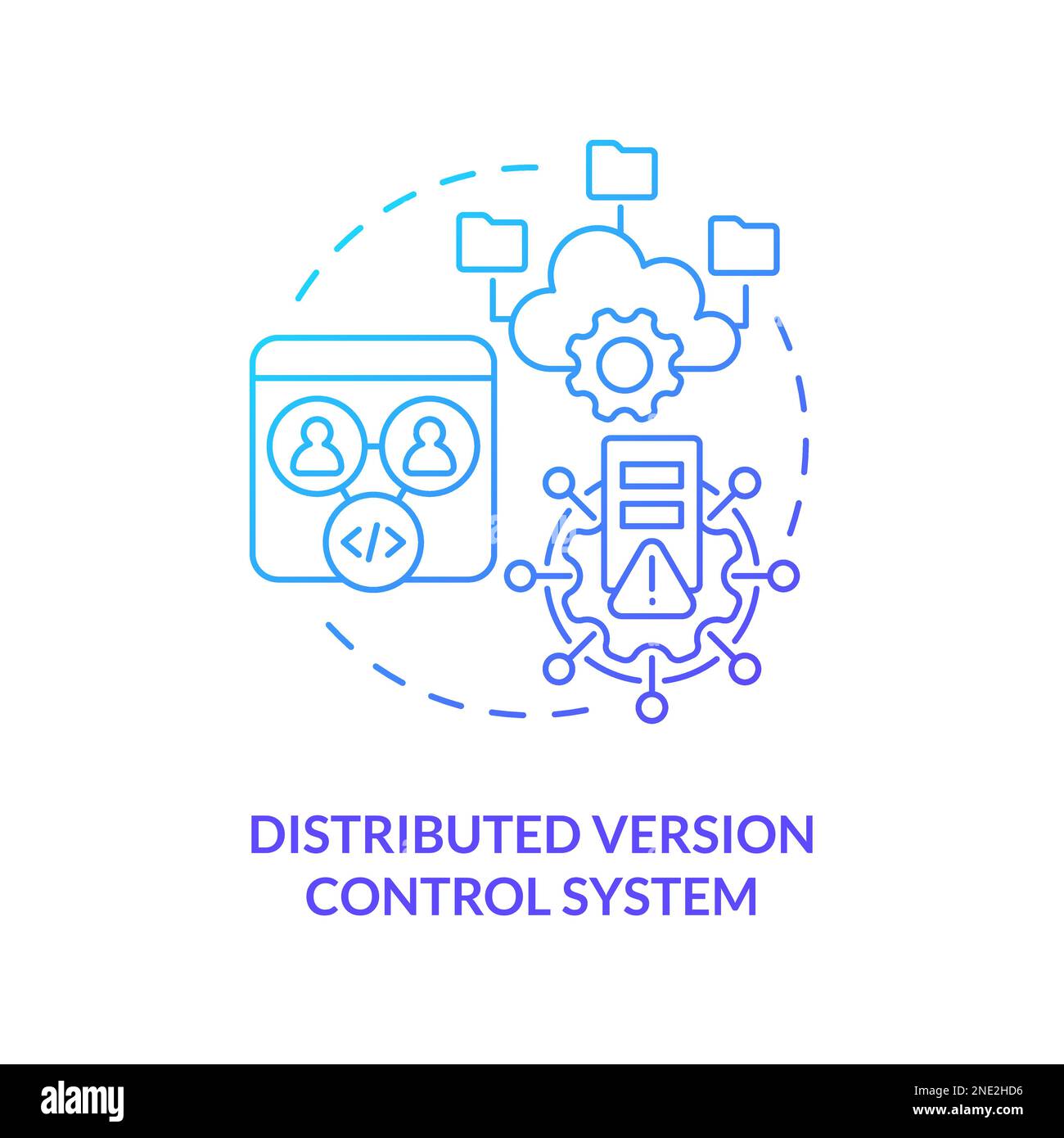 Verteiltes Versionskontrollsystem blaues Gradientensymbol Stock Vektor